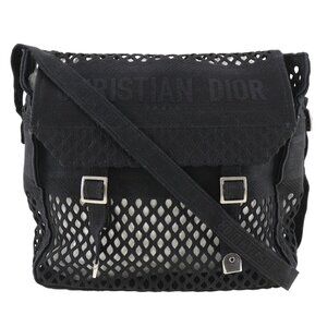 CHRISTIAN DIOR Black Canvas Messenger Shoulder Bag